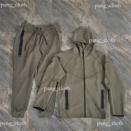 High quality tech fleece designer hoodie pants tracksuit men full-zip hoodie sweatpants sportswear reflective waist cord pocket taping hooded Jackets set e98