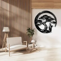 Art Mural Japonais En Métal – Bonsaï, Enso Et Samouraï Pour Une Déco Zen Et Moderne | 40x40 Cm