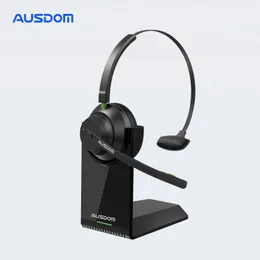 Headsets Cell Phone Earphones AUSDOM A2302 Trucker Bluetooth AI Noise  Cancelling Mics Wireless Headset With Charger Stand 50h Headphones For Call 