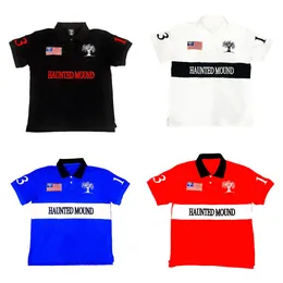 2025 Haunted Mound Camisa Polo Vermelha Bordada Y2K De $44,61