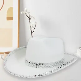 Cappello Da Cowboy Western Con Cintura Di Strass – Classico Cappello Da Cowgirl A Tesa Larga, Taglia M 56-58 Cm, In Poliestere, Per Feste E Outdoor