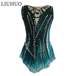 LIUHUO Abito Da Pattinaggio Artistico Su Ghiaccio Per Ragazze E Donne - Elegante Con Cristalli Di Qualità Per Gare E Competizioni