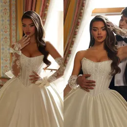 Elegante Abito Da Sposa In Raso Senza Spalline Senza Spalline Con