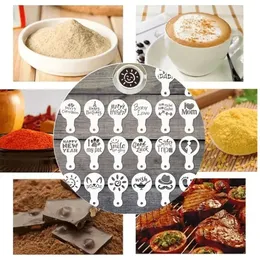 16 pz/set Caffè Latte Cappuccino Caffè Stencil di Arte Modello Strew Fiori Pad Spolverino Spray per Caffè Decor Strumenti Accessori  15