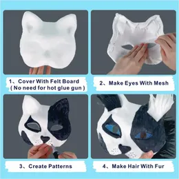 Toyvian 3 Pezzi Maschera Gatto Carta Bianca Maschera In Bianco Per Il Dipinta A Mano Fai Te Animale Artigianale Per Halloween Masquerade Cosplay Favore Di - 7