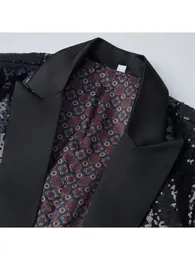 DUHGBNE Herenblazer met pailletten, lange mouwen, één knoop, glitter smoking pakjas, slimfit, stijlvol, geschikt voor diner, nachtclub, afstudeerfeest, top, kleding voor optreden, groen