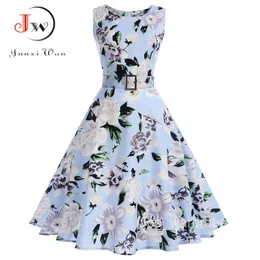HELYO Women's Vintage Floral A-Line Dress - Knee-Length Summer Casual & Office Wear With Pockets (Sizes S-XL)