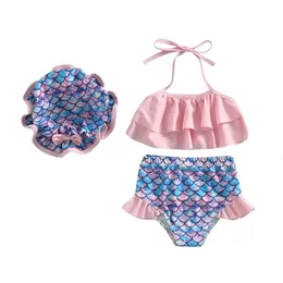 Two Piece Cherry Print Swimsuit Set: Sleeveless Baby Girl Bathing