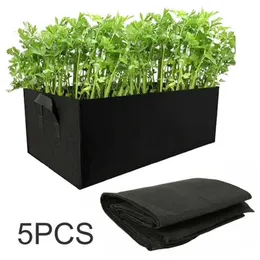 QWORK® 5 Sacchi Per Piante Da 7 Galloni Con Manici - Tessuto Non Tessuto Ispessito Per Verdura, Fiori E Frutta - Vasi Portatili Per Balcone E Giardino - 4