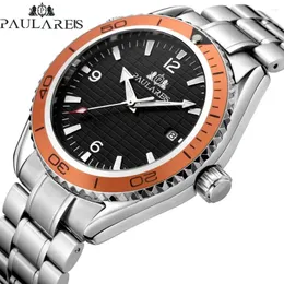 Mens 41mm Arabic Dial Moissanite Diamond Watch Stainless Steel