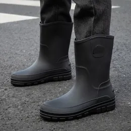 Waterproof Leisure Rain Boots Mens Short Anti Slip Rubber Flat