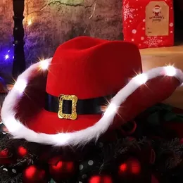 Santa Claus Cowboy Hat Wide Brim Snowflake Pattern Cowgirl  display picture 1