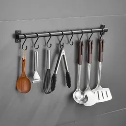 Asta Da Cucina A Parete Con Ganci Scorrevoli, Autoadesiva 40 Cm, Porta Utensili E Pentole, Salvaspazio