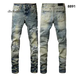 Mens Designer Slim Fit Biker Jeans Distressed Ripped Denim