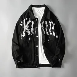 Oversized Denim Jacket for Men Y2K Hip Hop Style Washed