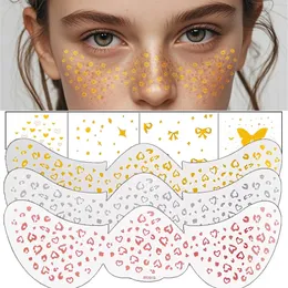 Glitzer Sommersprossen Tattoo – 6 Blätter, Gold, Wasserfest, Für Halloween & Partys
