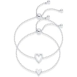 Bracciale Donna In Argento 925 Con Cuore A Doppio Strato – Regolabile, Ipoallergenico, Gioiello Dell'Amicizia E Dell'Amore, Regalo Per Lei - 3
