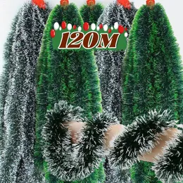 Ghirlanda di Natale da appendere, 10 m, lunga ghirlanda di metallo, per decorazione di Natale, casa, festa di nozze (verde scuro