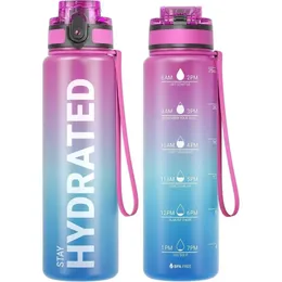 BLUEGO 2000ml Bottiglie d'acqua in vetro con cannuccia e indicatore del tempo Bottiglia d'acqua sportiva grande con custodia in silicone 2 litri Brocca d'acqua in vetro per palestra, Verde