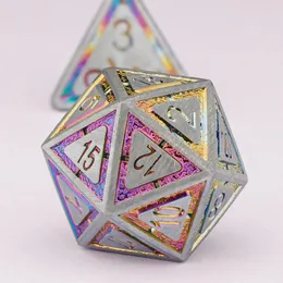 14 Bunte Polyeder-Würfel Für D&D & RPG – Transparent, Lila/gold, Set Mit D20, D12, D10, D8, D6, D4 | In Aufbewahrungsbeutel