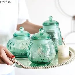 Relief Pattern Glass Storage Jar Tea Coffee Tins Bottle Home
