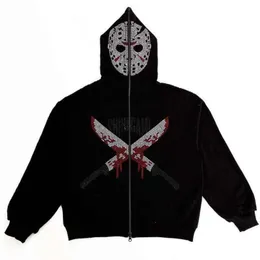Skeleton Hoodie Zip Up: Y2K Fashion Oversized Sweatshirt