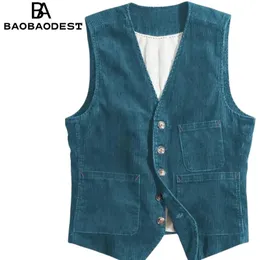Cotton Vests For Men Corduroy Workwear Vest: Lightweight American