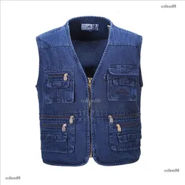 Idopy Ripped Denim Vest Mens Letter Printed Distressed Jean Jacket