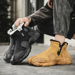 Black Leather Stomper Booties For Men Winter Boots With Anti Slip