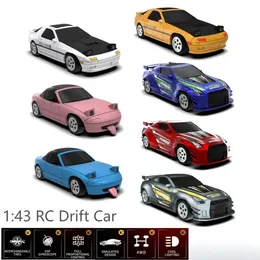 Meiurlex RC Drift Car con luci, 1:43, deriva telecomandata, 2,4 g, completamente proporzionale, 15 km/h, Mini RC Racing Drift, giocattolo per auto, regalo per adulti e bambini