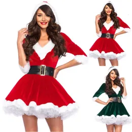 Costume Di Natale Da Donna - Mantello Con Cappuccio E Pompon In Velluto Rosso, Perfetto Per Feste E Carnevale