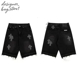 Mens Denim Cargo Shorts Vintage Wash Denim Shorts, Baggy Fit