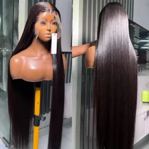 High Quality 13x4 Straight Non-Human Hair Wigs for Women - 360 Full Lace, 13x6 HD Lace Frontal, 40 Inch, 180% Density, G