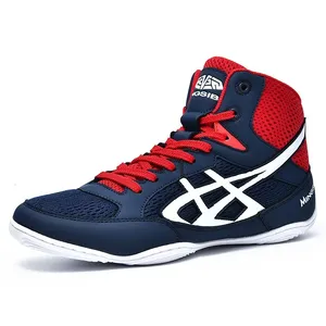 Scarpe Da Boxe Alta Uomo – Stivali Da Wrestling E Lotta, Tomaia In Microfibra Traspirante Con Suola Antiscivolo - copertina