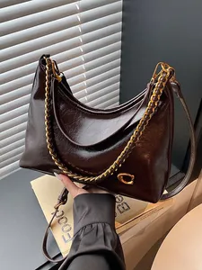 free shipping designer bag 2026 Summer Women's French Waxed Leather Bucket Bag, Large Capacity Underarm Shoulder Crossbo