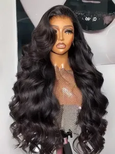 Brand 250 Density Human Hair Body Wave Wigs - 13x4 HD Lace Frontal, 30-40 Inch Black Loose Water Wave, 5x5 Glueless Clos