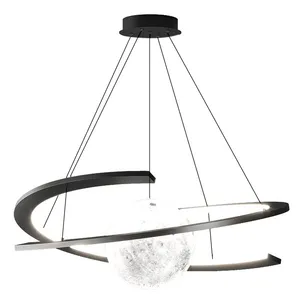 24-Inch Modern LED Pendant Light – Dimmable, Adjustable Height, Imitation Marble Ring For Kitchen Island & Dining