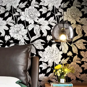 Carta Da Parati Autoadesiva Floreale - Design Acquerello Con Fiori E Foglie, PVC Rimovibile