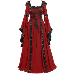 Abito Vampira Donna BOTCAM Abito Da Donna Medievale Con Maniche A Tromba, Lunghezza Del Pavimento Stile Retro Costume Da Principessa Vittoriano Costume Da Strega Vestito Da Donna 128270155 Abito Vittoriano Per Feste - 7