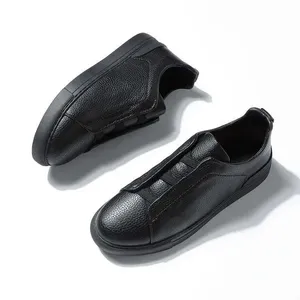 Mens Leather Casual Shoes - Breathable Non-Slip Cushion Walking Shoes for Work, Driving, Outdoor Sports - Comfortable Ap