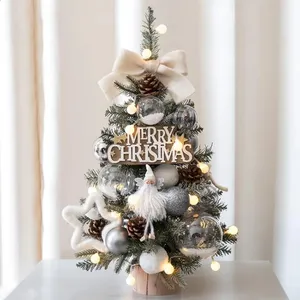 22 Inch Artificial Mini Christmas Tree For Tabletop - Small Pre-Decorated Xmas Tree With Ornaments For Indoor Desk Decor