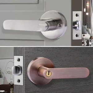 1-Piece Invisible Door Lock Set For Indoor Wooden Doors - Silent, No Handle, Black