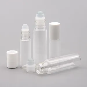 5 10 ML clear roller bottles with glass ball for essential oil perfume glass roll on bottles with white lids Travel size Kenql