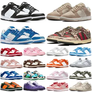 Free shipping With box Designers low Running Shoes Panda Men Rose Whisper Brown Medium Olive Gray Fog UNC GAI Triple Pink Women Sneakers size 36-47