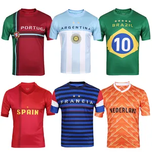 2022 Fans Tops Coupe du Monde Shirt Football Sleeve Sleeve France Espagne Qatar Argentine Jersey Fans Cheer T-shirt