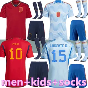 Yeni 2022 İspanya Futbol Forması Pedri Ferran Morata A.iniesta Pedri Espana Camiseta 22 23 Avrupa Kupası Alcacer Sergio Erkek Kadın Kiti Üniformaları Tam Set Çorapları