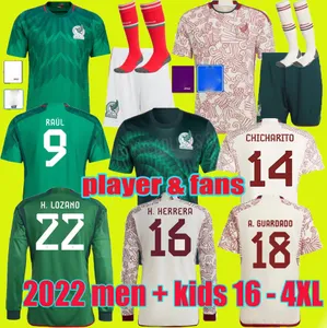 3XL 4XL 2022 2023 Mexico soccer jersey long sleeves 22 23 A. VEGA RAUL CHICHARITO LOZANO DOS SANTOS football shirt Kids kit women Men sets uniforms Fans player