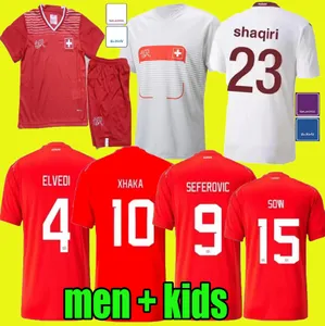 2022スイスワールドカップサッカージャージAkanji Shaqiri Expolo Seferovic 22 23 Xhaha Behrami Rodriguez Zakaria Elvedi Football Shirts Men Kid Kit