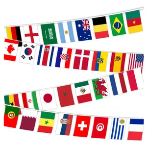 Countries String Flag Qatar 2022 World Cup Flag Bunting for Grand Opening Sports Bar Party Events