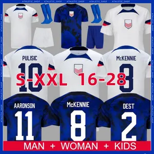 Pulisic Dest Soccer Jerseys McKennie World Cup 2022 Aaronson Musah Usas Morgan Lloyd America Football Shirt United States Lletget Men Women Kids Set Kits Kits